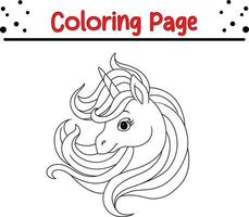 unicorno colorazione pagina per bambini. nero e bianca vettore illustrazione per colorazione libro