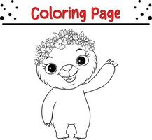 bambino bradipo animale colorazione pagina illustrazione vettore. per bambini colorazione libro. vettore