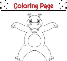 carino ippopotamo animale colorazione pagina illustrazione vettore. per bambini colorazione libro. vettore