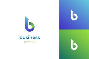 lettera B attività commerciale crescita logo con freccia su simbolo per investimento, finanziario in crescita successo logo icona design vettore