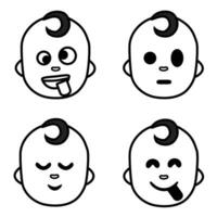 bambino viso icone impostato vettore illustrazione