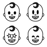 bambino viso icone impostato vettore illustrazione