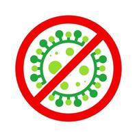 virus fermare cellula francobollo. rosso e verde vettore. epidemico avvertimento simbolo o cartello, rischio zona etichetta. malattia limitato zona. vettore