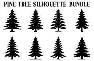 gratuito pino albero sagome clipart fascio, impostato di Vintage ▾ pino albero silhouette vettore