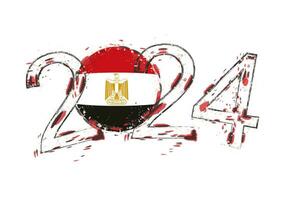 2024 anno nel grunge stile con bandiera di Egitto. vettore