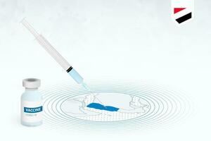covid-19 vaccinazione nel yemen, coronavirus vaccinazione illustrazione con vaccino bottiglia e siringa iniezione nel carta geografica di yemen. vettore