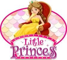 personaggio dei cartoni animati principessa con banner font piccola principessa vettore