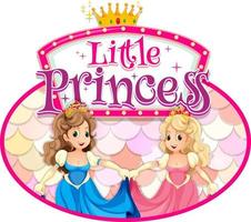 personaggio dei cartoni animati principessa con tipografia carattere piccola principessa vettore