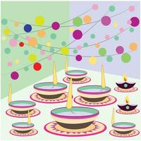vettore illustrazione di Diwali celebrazione con decorativo colorato design impostare.