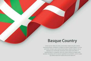 3d nastro con bandiera basco nazione. spagnolo autonomo Comunità. isolato su bianca sfondo vettore