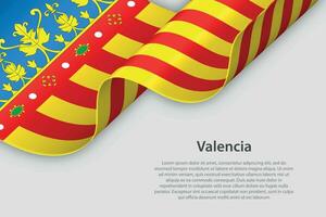 3d nastro con bandiera valencia. spagnolo autonomo Comunità. isolato su bianca sfondo vettore