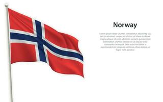 agitando bandiera di Norvegia su bianca sfondo. modello per indipendenza giorno vettore