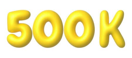 500 mila, 500.000 seguaci nel sociale media. 3d oro vettore design elemento nel cartone animato stile.