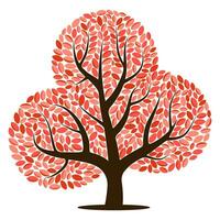 vettore albero con rosso le foglie isolato su un' bianca sfondo