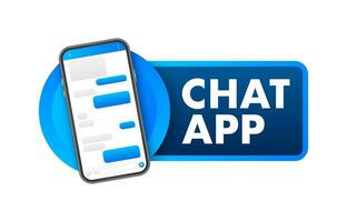 Chiacchierare interfaccia applicazione con dialogo finestra. pulito mobile ui design concetto. sms messaggero. vettore