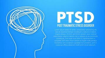 wireframe con ptsd per bandiera design. mentale Salute consapevolezza mese bandiera vettore