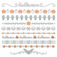 Halloween a tema senza soluzione di continuità frontiere collezione, semplice uno linea stile, modificabile linea spessore. vettore illustrazione