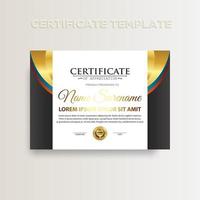 design moderno del modello di certificato di colore sfumato con colore oro vettore