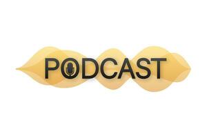 podcast. distintivo, icona francobollo logo vettore azione illustrazione
