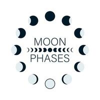 Luna fasi astronomia icona impostare. vettore azione illustrazione