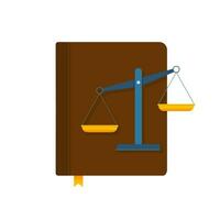 giustizia bilancia e legna giudice martelletto. di legno martello con legge codice libri. vettore azione illustrazione
