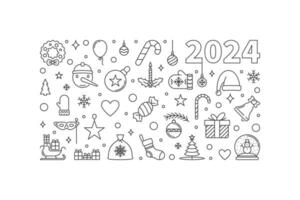 2024 allegro Natale schema orizzontale bandiera - vettore contento 2024 nuovo anno illustrazione