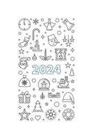 2024 allegro Natale e contento nuovo anno schema verticale bandiera - vettore natale illustrazione