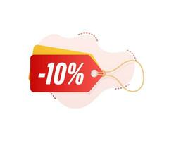 9 per cento via vendita sconto etichetta. sconto offrire prezzo etichetta. 10 per cento sconto promozione piatto icona con lungo ombra. vettore illustrazione