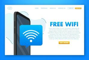 gratuito Wi-Fi zona blu icona. gratuito Wi-Fi Qui cartello concetto. vettore illustrazione