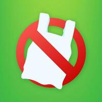 dire no per plastica borse manifesto. il campagna per ridurre il uso di plastica borse per mettere. vettore azione illustrazione