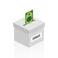 beneficenza, donazione concetto. donare i soldi con scatola attività commerciale, finanza. vettore illustrazione.