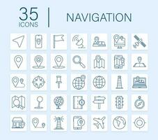navigazione e carta geografica linea icone impostare. vettore azione illustrazione