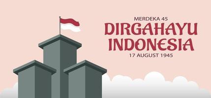 progettazione dell'insegna del paesaggio del giorno dell'indipendenza dell'indonesia. vettore