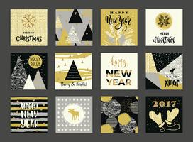 Set di carte artistiche creative di Buon Natale e Capodanno. vettore