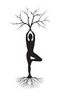 yoga asana silhouette, posa dell'albero isolato su sfondo bianco vettore