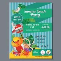 manifesto colorato della festa in spiaggia estiva marina vettore