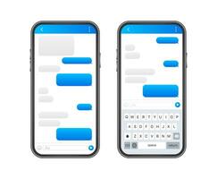Chiacchierare interfaccia applicazione con dialogo finestra. pulito mobile ui design concetto. sms messaggero. vettore