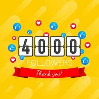3999 seguaci, grazie voi, sociale siti inviare. grazie voi seguaci congratulazione carta. vettore azione illustrazione.