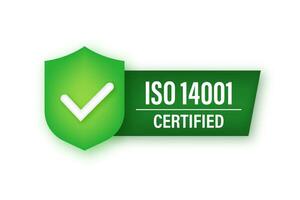 iso 14001 certificato distintivo neon icona. certificazione francobollo. vettore azione illustrazione