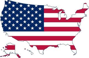 carta geografica di il Stati Uniti d'America nel il colori di il americano bandiera. vettore