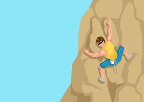 fumetto illustrazione di un uomo che si arrampica sulla roccia vettore