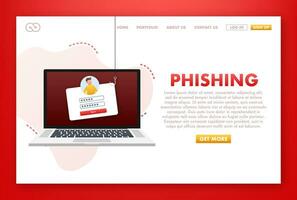 Internet phishing, violato accesso e parola d'ordine. vettore illustrazione.