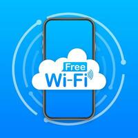 gratuito Wi-Fi zona blu icona. gratuito Wi-Fi Qui cartello concetto. vettore azione illustrazione