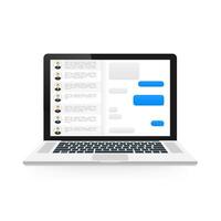 sociale Rete concetto. vuoto modello. il computer portatile con messaggero applicazione. vettore illustrazione.
