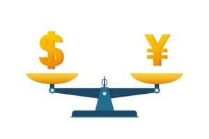 i soldi scambio su bilancia icona. lira e dollaro equilibrio su scala. vettore azione illustrazione