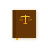 giustizia bilancia e legna giudice martelletto. di legno martello con legge codice libri. vettore azione illustrazione