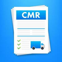 cmr trasporto documento. attività commerciale icona. internazionale mezzi di trasporto regolamento. vettore azione illustrazione
