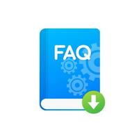 Scarica FAQ libro icona con domanda marchio. libro icona e aiuto, Come a, Informazioni, domanda concetto vettore