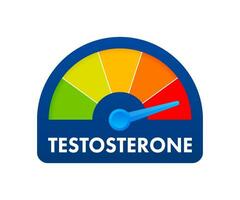 testosterone livello misurazione scala. cartello tachimetro, tachimetro, indicatori. vettore azione illustrazione