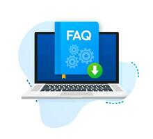 Scarica FAQ libro icona con domanda marchio. libro icona e aiuto, Come a, Informazioni, domanda concetto. vettore